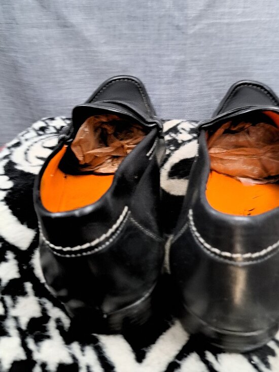 Santoni Leather Loafers Black Men\'s Dress Shoes Size 12